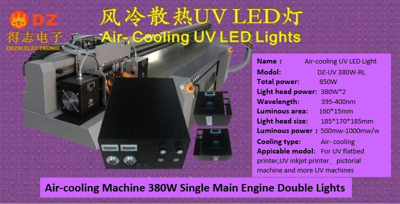 Air-Cooling 380W  LED-UV Light Single Main Engine Double Lights